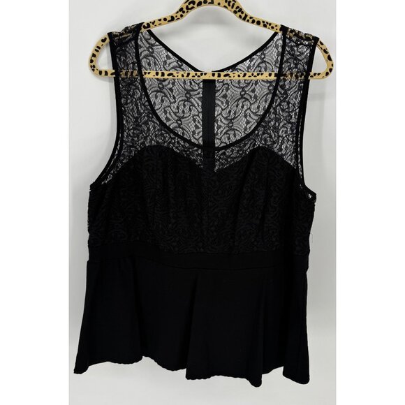 Torrid Black Sleeveless Lace Peplum Top With Sheer Back & Zipper Closure - Picture 2 of 9
